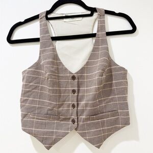 No Boundaries Brown Plaid Vest